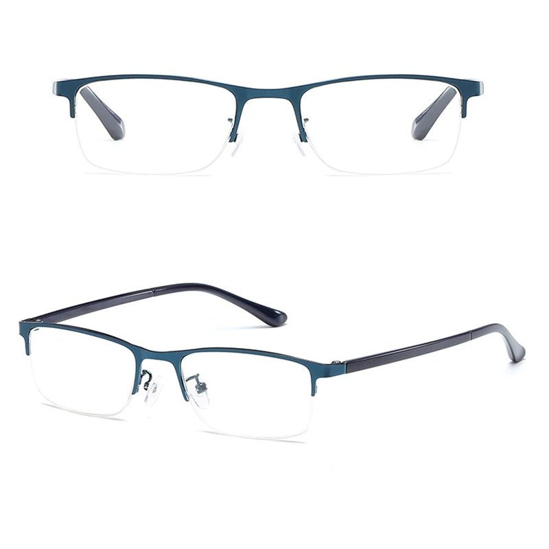 Elbru прозрачные линзы смолы очки для чтения Для мужчин Для женщин металла с плоскими стеклами и половинной рамкой дальнозоркости очки+ 1,0 1,5 2,0 2,5 3,0 3,5 4,0 диоптрий