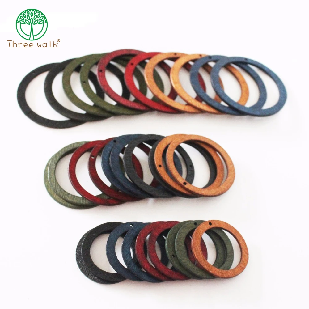 

50pcs 3-5CM Wood Round Beads DIY Wood Chips Circles Jewelry Findings