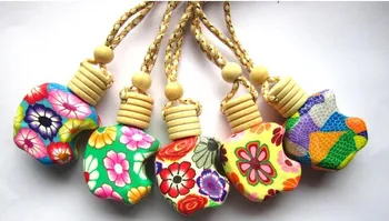 

High Quality Apple clay ornaments car perfume oils pendant hanging car perfume bottles 5PCS/LOT