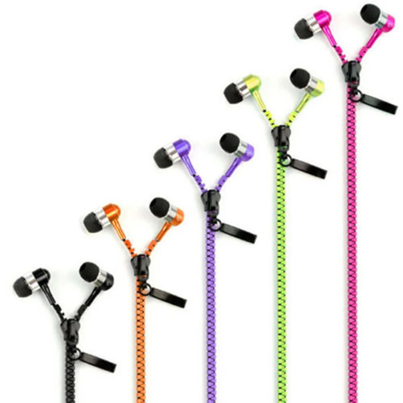 

Wired Zipper Style Headphone Stereo Hands-Free Zip Earphone With Microphone Volume Control For Samsung For XIAOMI Earbud