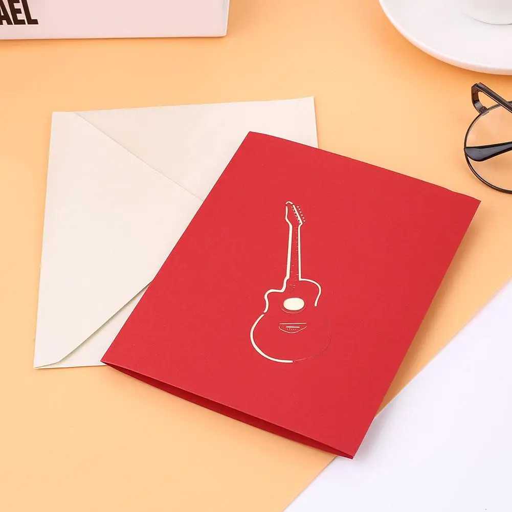 

3D Music Pop UP Rock Guitar Greeting Card Postcards Birthday Wedding Novelty