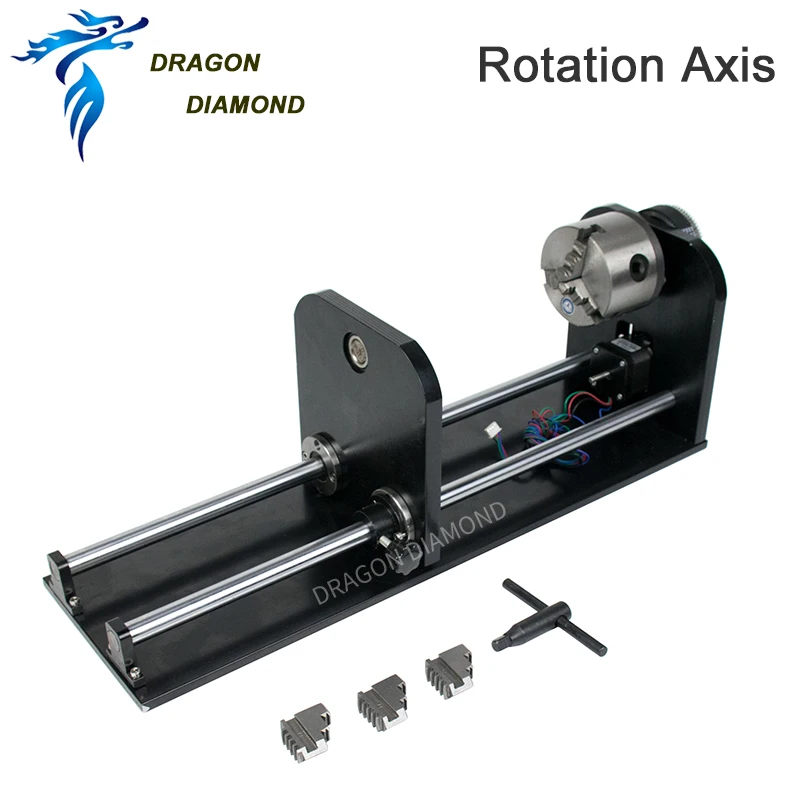 DRAGON DIAMOND Rotary Engraving Attachment Rotation Axis with Rollers Stepper Motors for Laser Engraving Cutting Machine