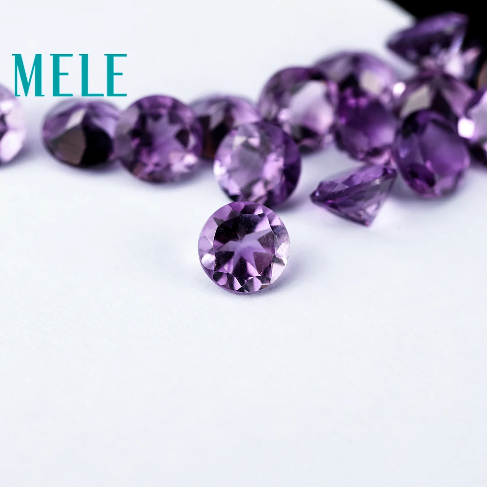 Top quality Brazil natural amethyst,7mm 1.2ct round brilliant cut gemstone for jewelry making,DIY loose stone