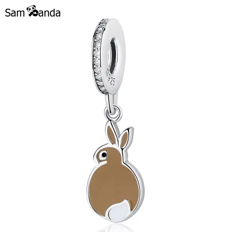 

Authentic 925 Sterling Silver Charm Bead Silver Golden Rabbit Pedant Charms Fit Pandora Bracelets & Bangles Women DIY Jewelry