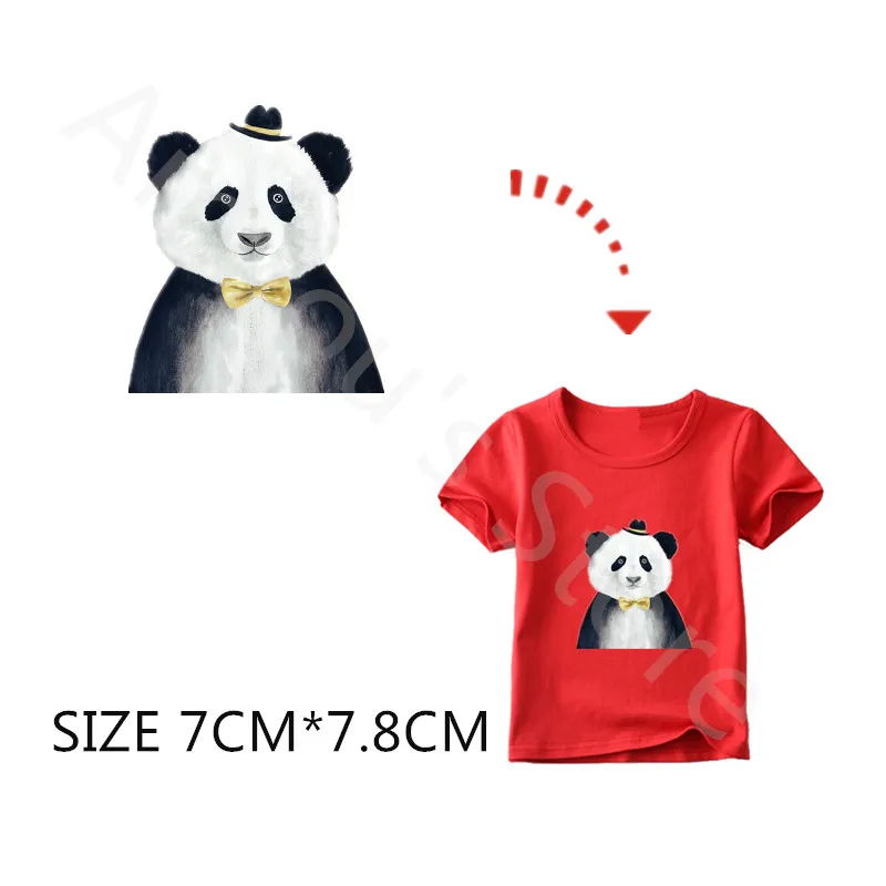 

The Simple Panda Patch For Kids Clothes Pyrography Paper Iron-On T-Shirt Sweater Print Patches Sticker For Clothes Heat Transfer