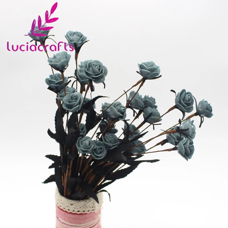 Lucia crafts 1 комплект 15 головок поддельные цветы Роза голова пена для искусственных цветов роза DIY домашнее свадебное украшение A1304