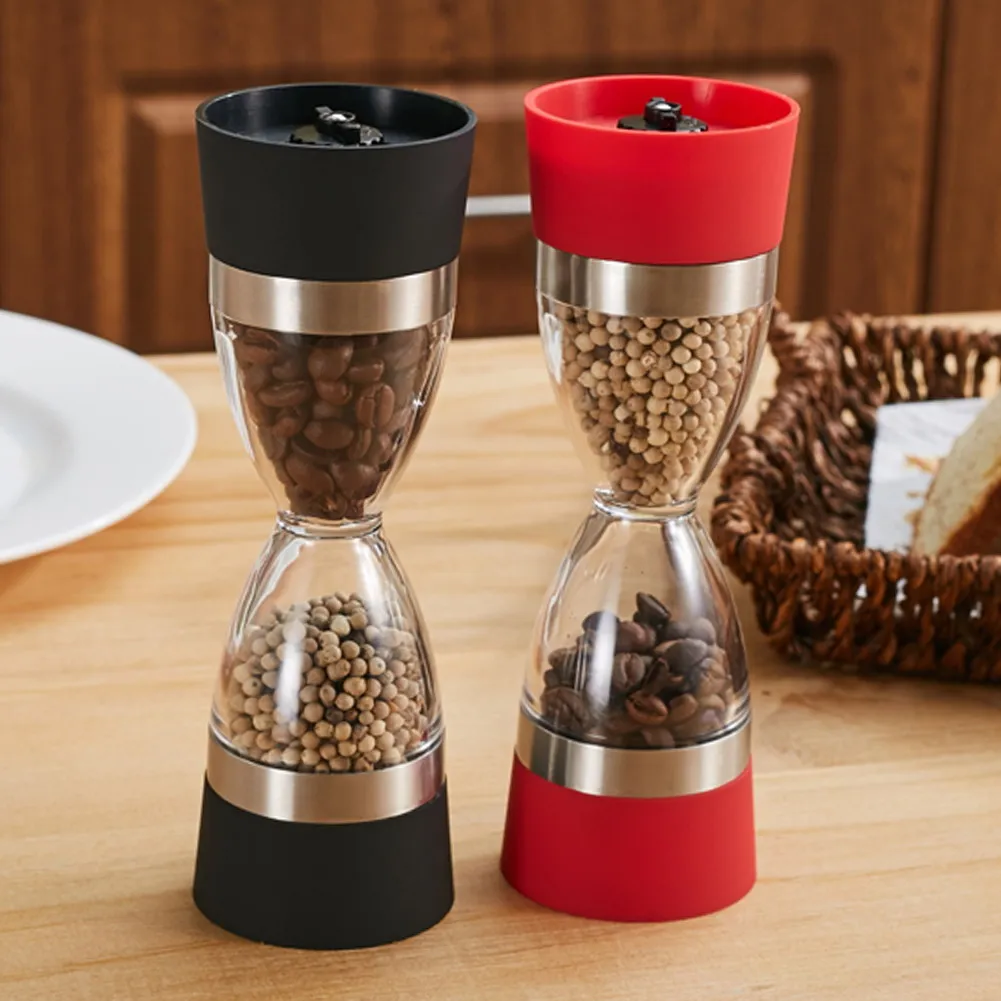 

2 in 1 Salt and Pepper Mill Hourglass Shape Spice Grinder Shaker Kitchen Gadgets Cooking Tools Dual Manual Pepper Grinder