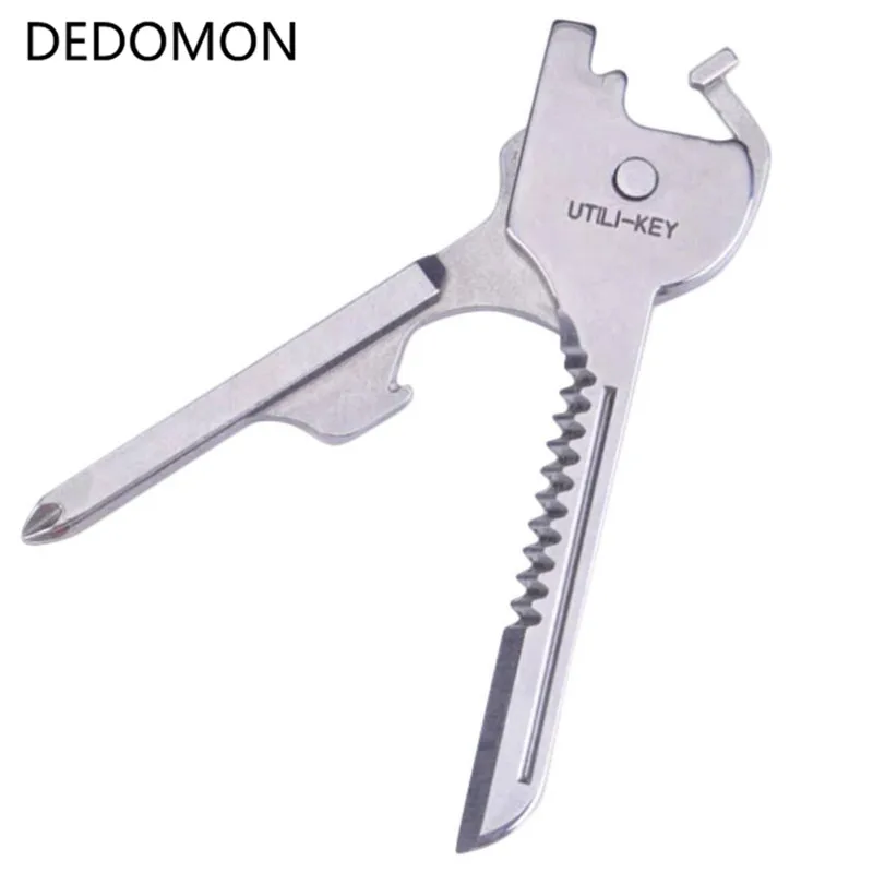 

6 in1 Utili-Key Multi Function Keys Knife Stainless Steel EDC Multi tool Keychain Utiliity Camping Swiss Pocket Survival Tool