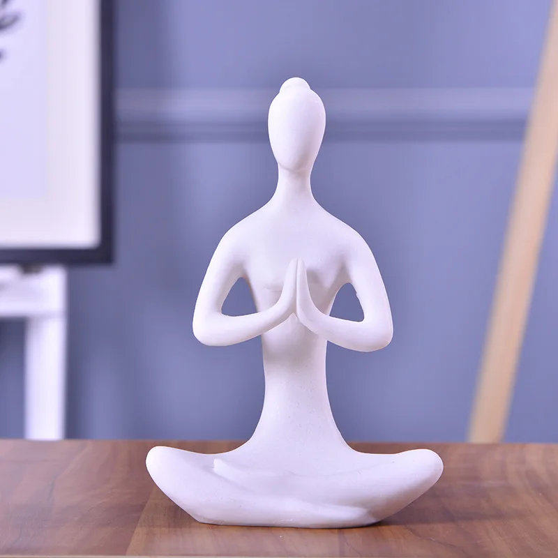 BUF Modern Home Decoration Statue Fashion Abstract Yoga Figure Sculpture Handmade Sandstone Art Collection Gift Ornament - Image 5