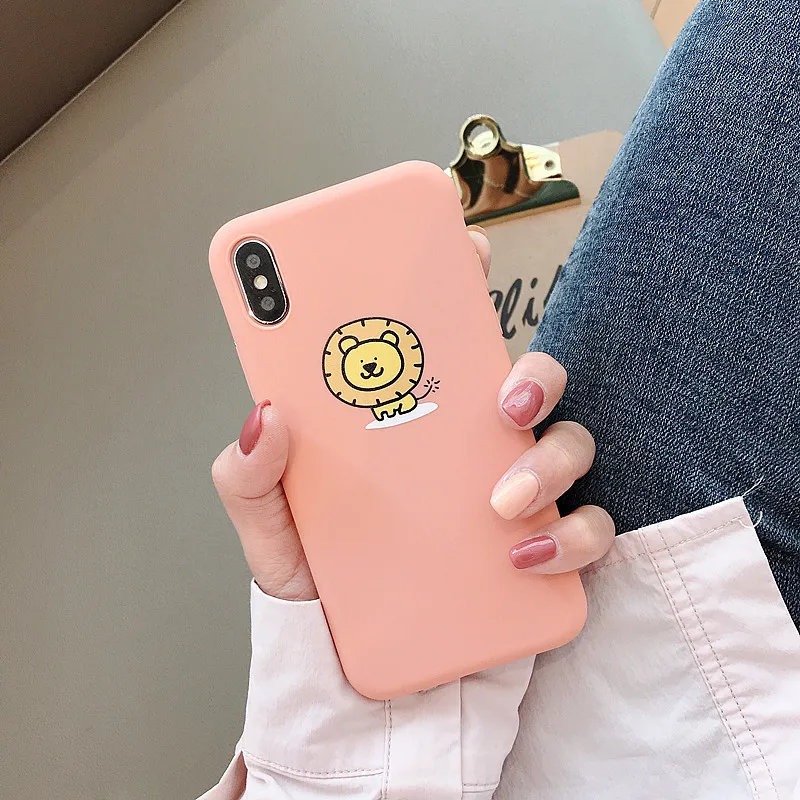 PEEPING cute cartoon animal Giraffe lion Case For iPhone 7 7Plus 6 6S 6Plus 8 8Plus X XR XS Max TPU Anti-fall Candy soft shell01