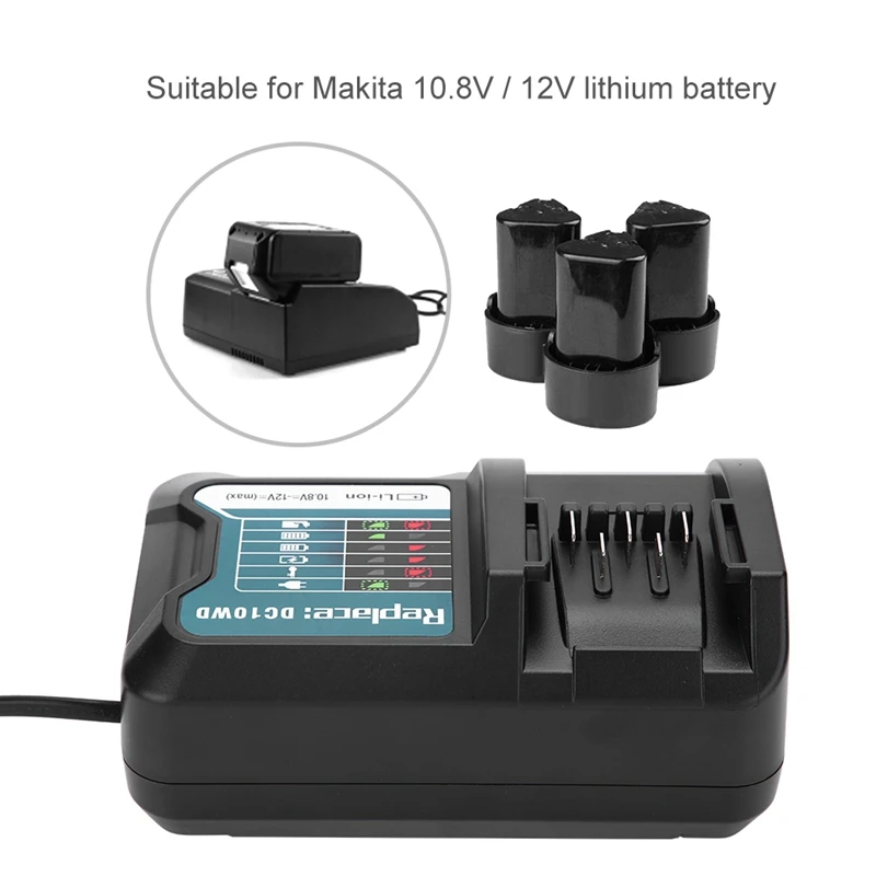 AABB-быстрое зарядное устройство литиевой батареи для Makita 10,8 V 12V Dc10Wd/Dc10Sb/Dc10Wc/Bl1015/Bl1016/Bl1021B/Bl1041B Led Char