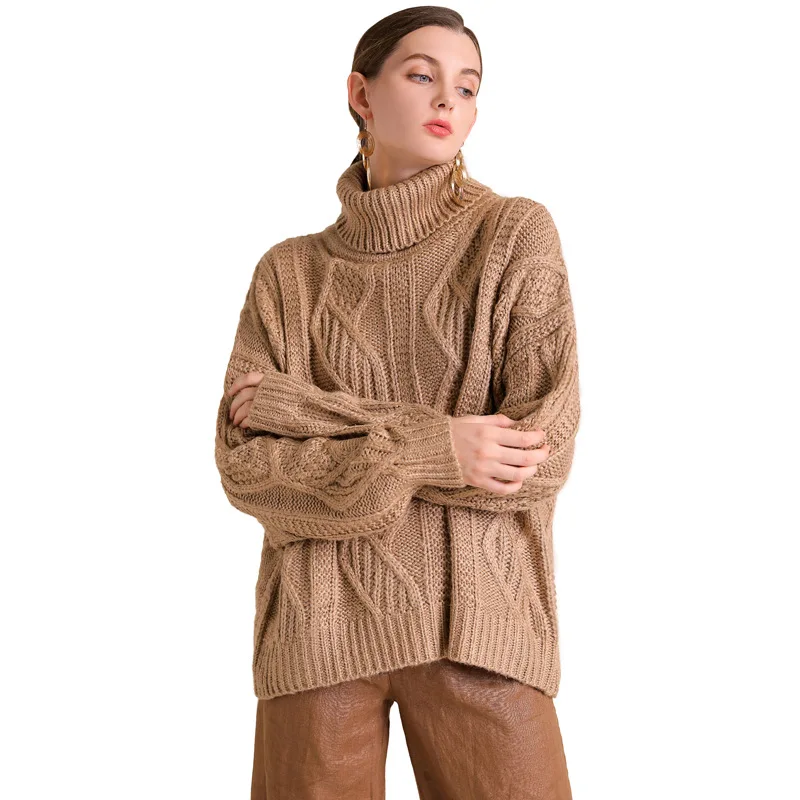 Soid turtleneck loose plus size elastic knit pulloveres sweater 2018 new women autumn winter basic thick sweater Soid turtleneck loose plus size elastic knit pulloveres sweater 2018 new women autumn winter basic thick sweater