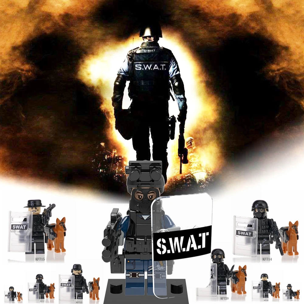 

Legoing SWAT City Figures Ww2 DIY Toys Building Blocks Soldiers Block Brick Armed For Children Birthday Legoings Kids Gifts Man