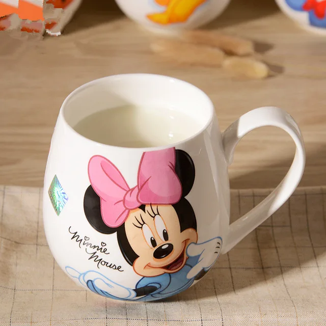 Мультяшная кружка Микки Минни керамические чашки молоко 420 мл креативная модная парная кружка кофейная чашка для воды Милая чашка для завтрака Рождественский подарок - Цвет: Minnie