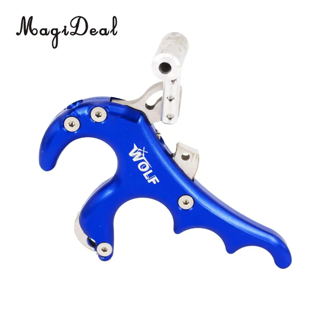 MagiDeal 4 Finger Grip Compound Bow Archery Release Aid with 12 Pieces 25 Grains Arrow Weights Insert 