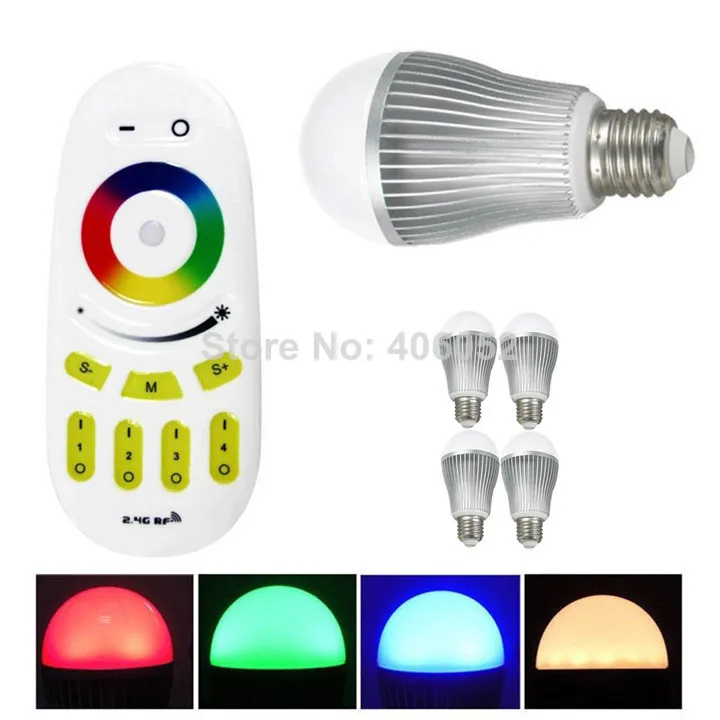 

dimmale and Color Changing AC85-265V E27 9W Wifi RGBW LED Bulb Lights with controller (4pcs led bulb +1x controller)