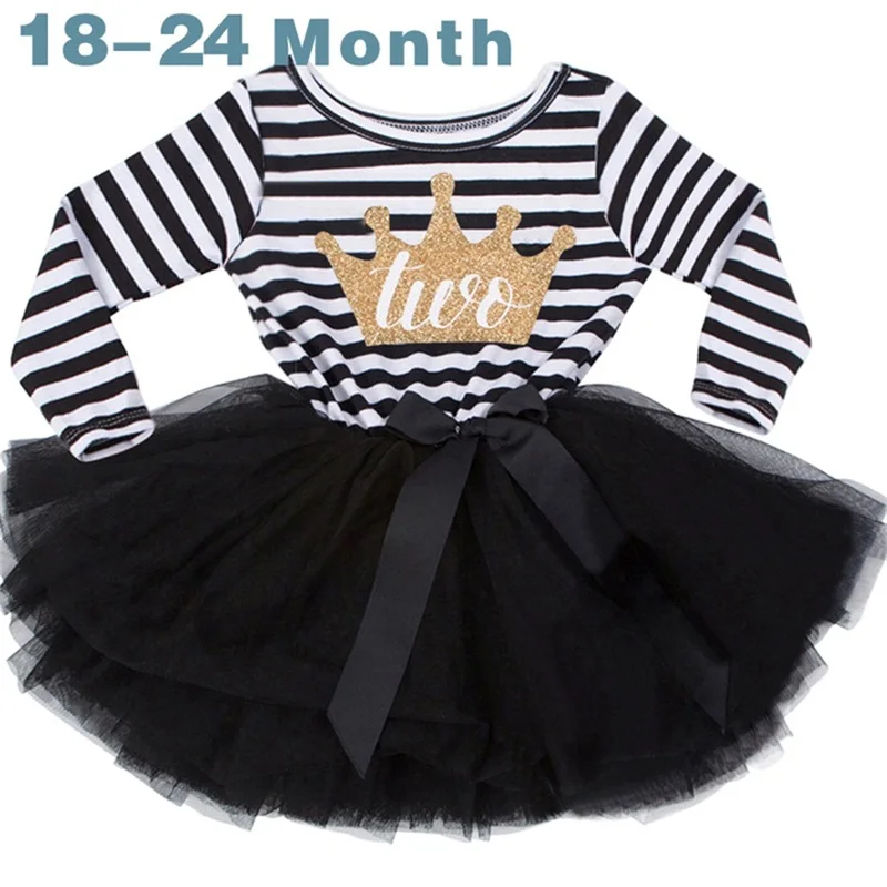 Платье для девочек платье на первый день рождения одежда для маленьких девочек цельное праздничное детское платье с принтом платье в полоску на 0-2 лет - Цвет: A00286HI2