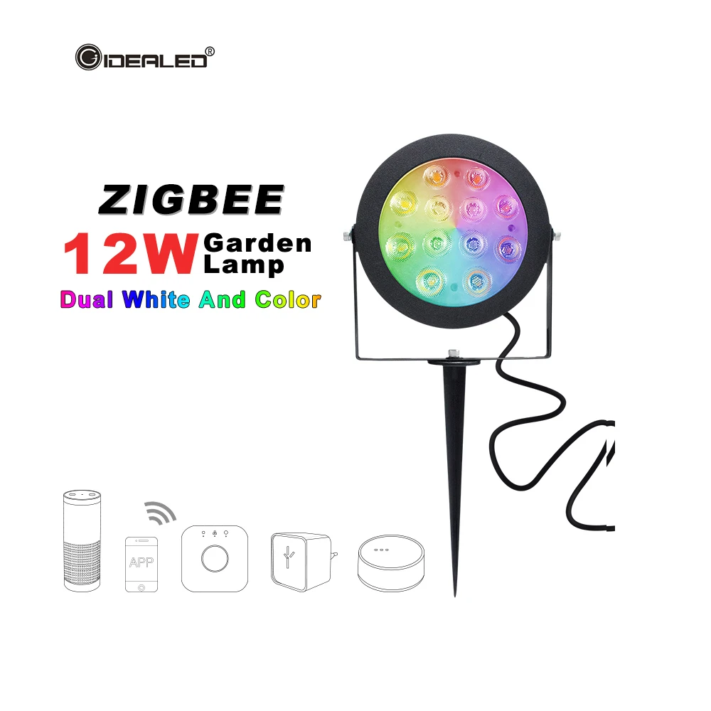 LED Garden lamp outdoor Light ZIGBEE 12W RGB CCT Warm White AC110-240V work with Alexa Echo Plus SmartThings App/Voice/Remote Co smart gateway zigbee 3 0 hub gateway wireless remote controller app control compatible with zigbee 3 0 smart products