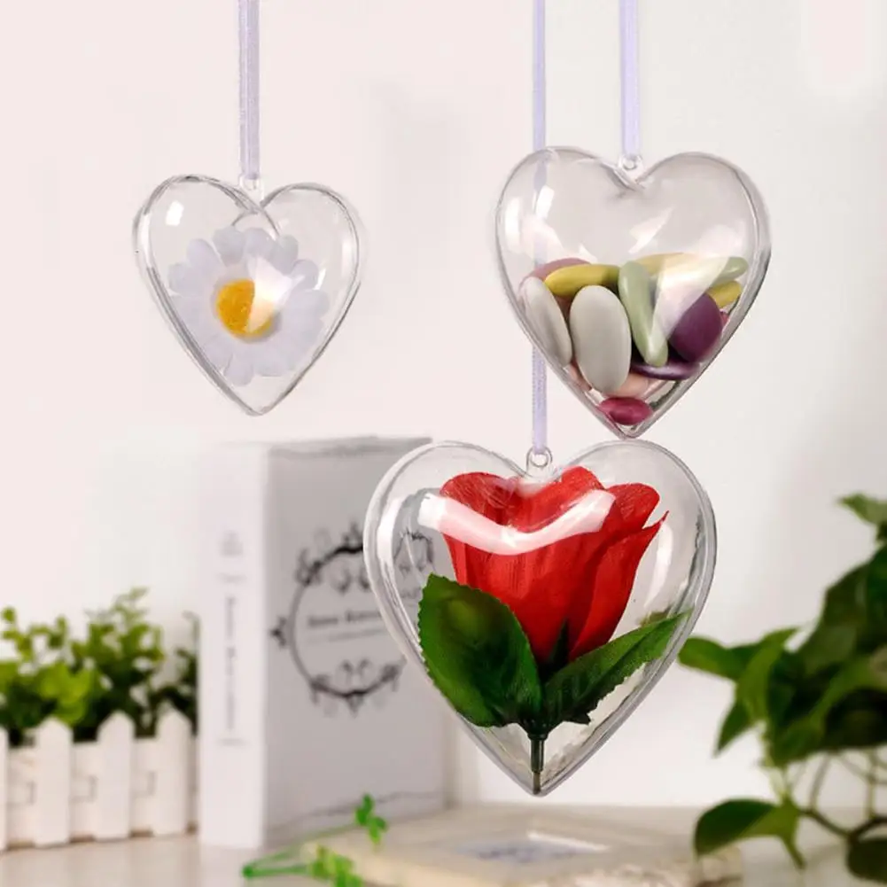 Bola de Navidad de 5 ps transparente de plástico acrílico en forma de corazón relleno bola de Navidad adornos de árbol Diy artesanía bola de Navidad Bola de Navidad de 5 ps transparente de plástico acrílico en forma de corazón relleno bola de Navidad adornos de árbol Diy artesanía bola de Navidad
