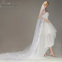 Белая Длинная Свадебная Фата С Кружевной Кромкой Цвета Слоновой Кости Однослойная Свадебная Вуаль С Аппликацией Дешёвые Высококачественные Свадебные Аксессуары