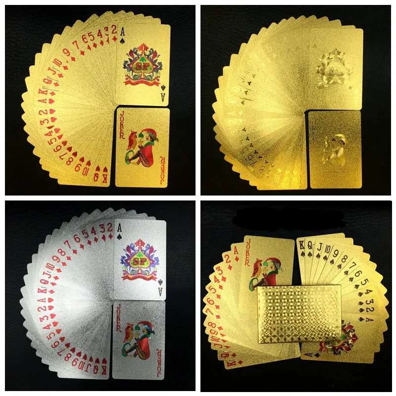 24k Ouro Jogando Cartas de Plástico Poker Jogo DeNte De Bola de Pôquer  Pacote De Cartas Mágicas Cartas Impermeáveis Cartas De Jogo