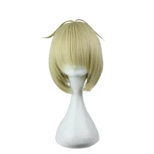 Mcoser 35 см короткие прямые золото Цвет химическое Косплэй костюм парик Высокая Температура Волокно волос wig-062a