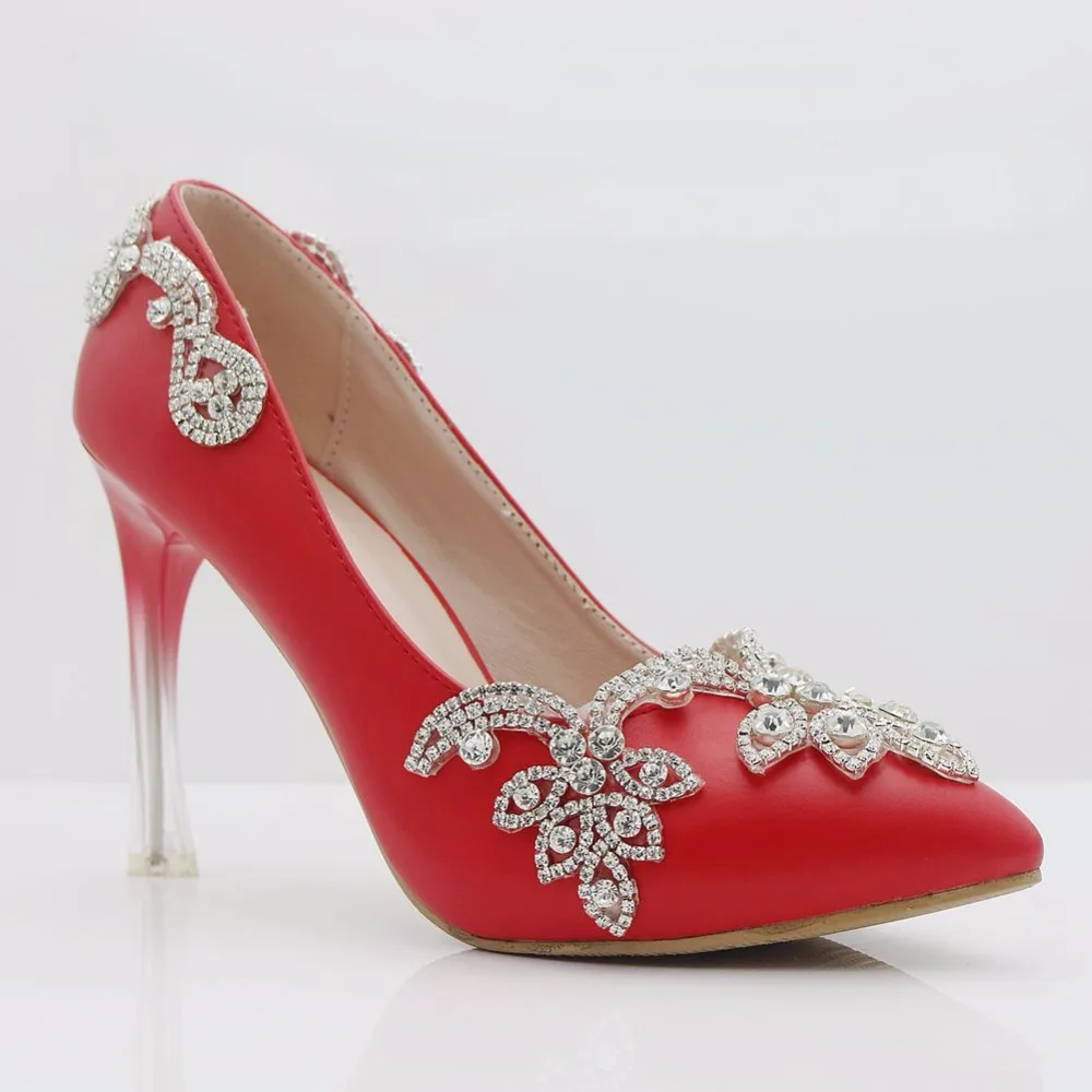 Rosso Scarpe 2018 Da Sottolineato Sposa E Bianco rosso Superficiale Avorio Delle Alto Grandi Primavera Donne Di L'estate Con Cristallo Col Tacco Nuove rosa Bocca Dimensioni CoQrdBeExW