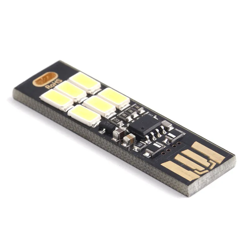 NDTUSMZ 1pc Portable Mini USB Power 6 LED Lamp 1W 5V Touch Dimmer Warm/pure white Light for Power Bank Computer Laptop