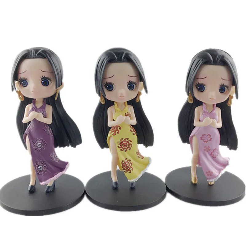 

3pcs Q Posket Boa Hancock Figure Toy One Piece Hancock Q Version Collectible Model Dolls Car Decoration 14cm