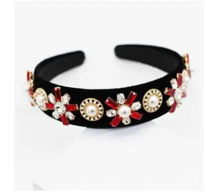 

Fashion simple red rhinestone geometric hairbands women street personality headbands