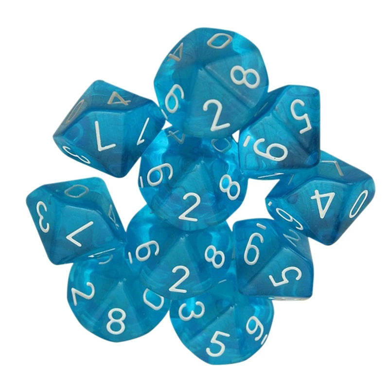 10-Dices D10 10-сторонняя игральная кость из драгоценного камня для РПГ Подземелья и Драконы настольные игры прозрачный синий