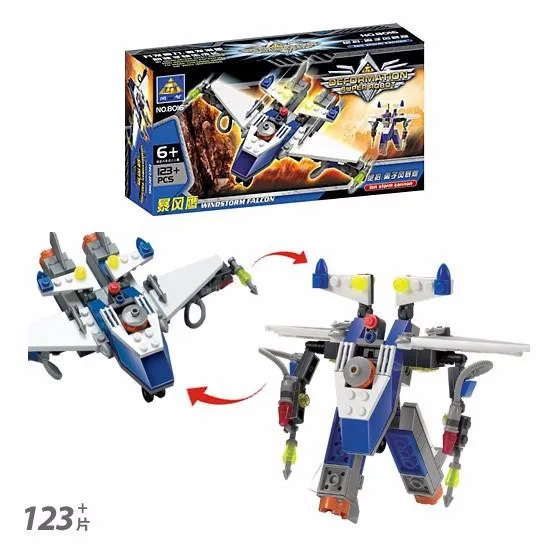 Deformation of toy building blocks series 8016 Storm Eagle fighter 