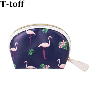 

New Fashion Cosmetic Bag Women Necessaire Make Up Bag Travel Storage Waterproof Portable Pouch Bag Flamingo Flower Printing Bag