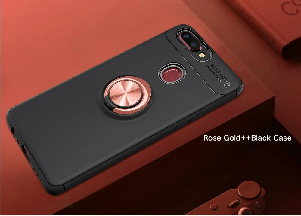 OPPO A5S Case For OPPO AX5S Metal Finger Ring Holder Soft TPU Case For OPPO Realme 5 Pro Q X2 XT 3 Reno Z 2 A1K A7 A3S F9 F11 A9