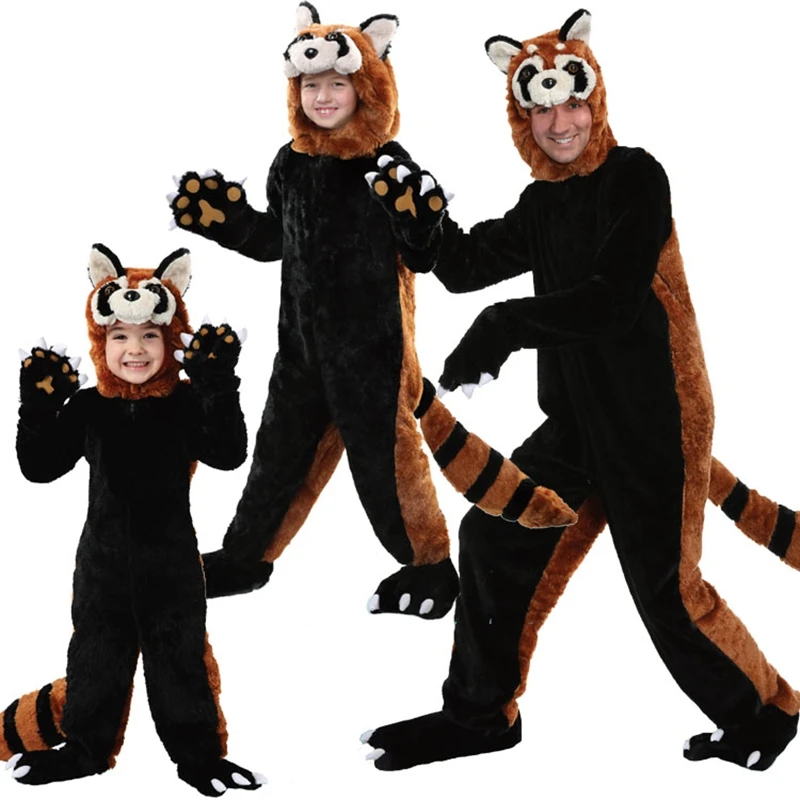 

new halloween Animal Adult Gray Raccoon Kigurumi Pajamas Cartoon Black Racoon Onesies Cosplay Costumes Overall Christmas Gift