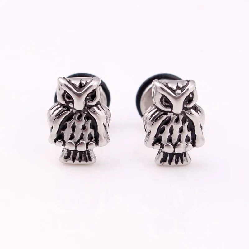 Модные Для мужчин Для женщин Серебряный Нержавеющая сталь Винтаж ночное запонка в форме совы серьги вrincos бижутерия для женщин в стиле хип-хоп для мужчин