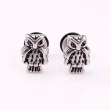 Модные Для мужчин Для женщин Серебряный Нержавеющая сталь Винтаж ночное запонка в форме совы серьги вrincos бижутерия для женщин в стиле хип-хоп для мужчин