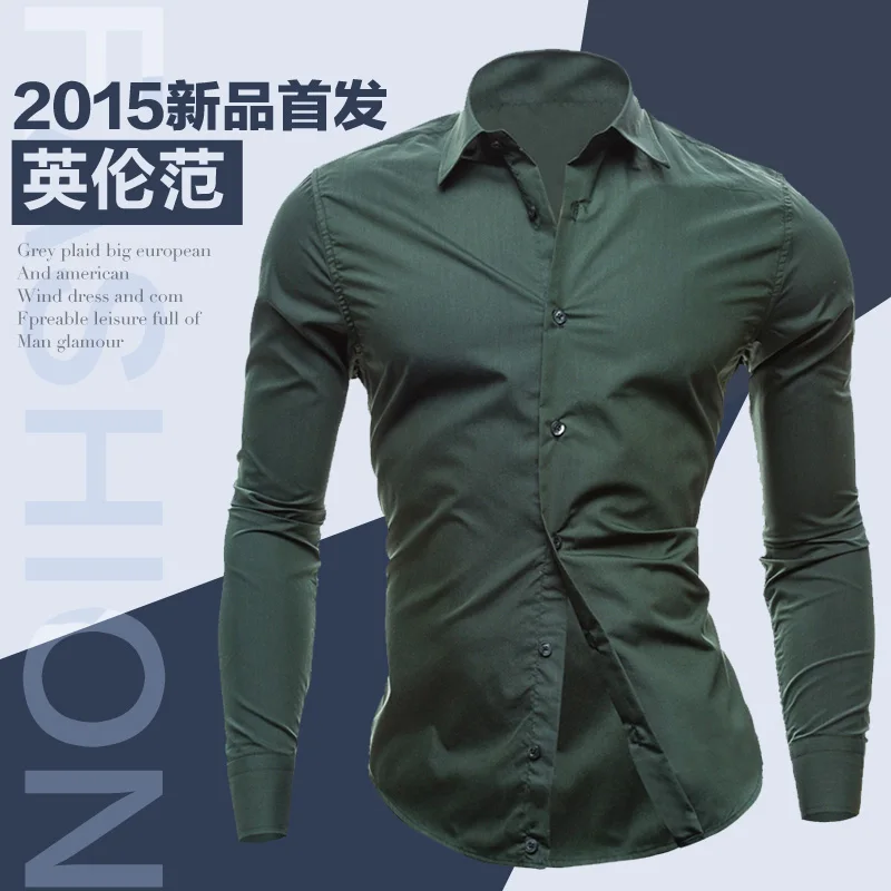 Aliexpress eBay autumn men's water ink GREEN SHIRT MENS