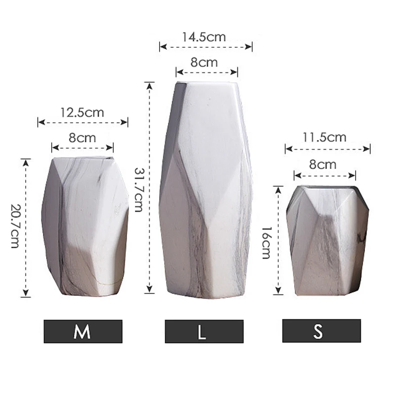 1 шт. Современная Белая Мраморная Ваза геометрической формы белый Керамика Цветочная ваза стол настольный держатель Офис украшения, 16/20/31 см
