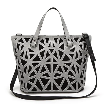 

2019 New Hollow Geometric Tote Bag Summer Jelly Fashion Handbag Bucket for Women Messenger Bag Female Hand Bags bolsa feminina