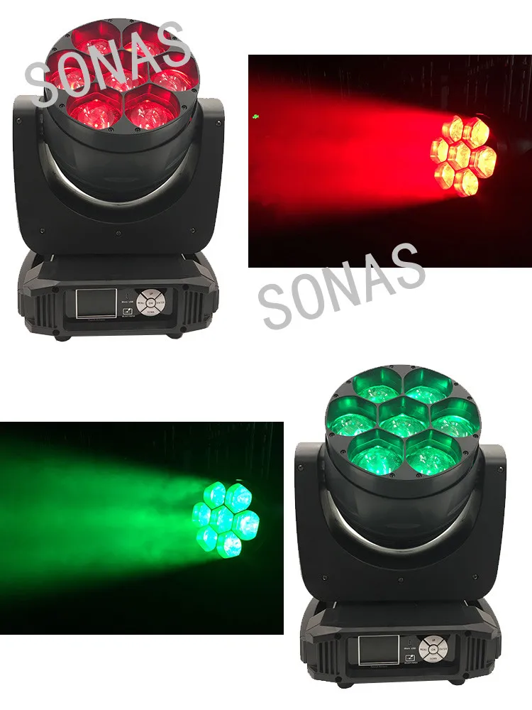 

2PCS/LOT 7x40W Beam LED Wash Bee Eye Effect Zoom DJ Light Moving Head