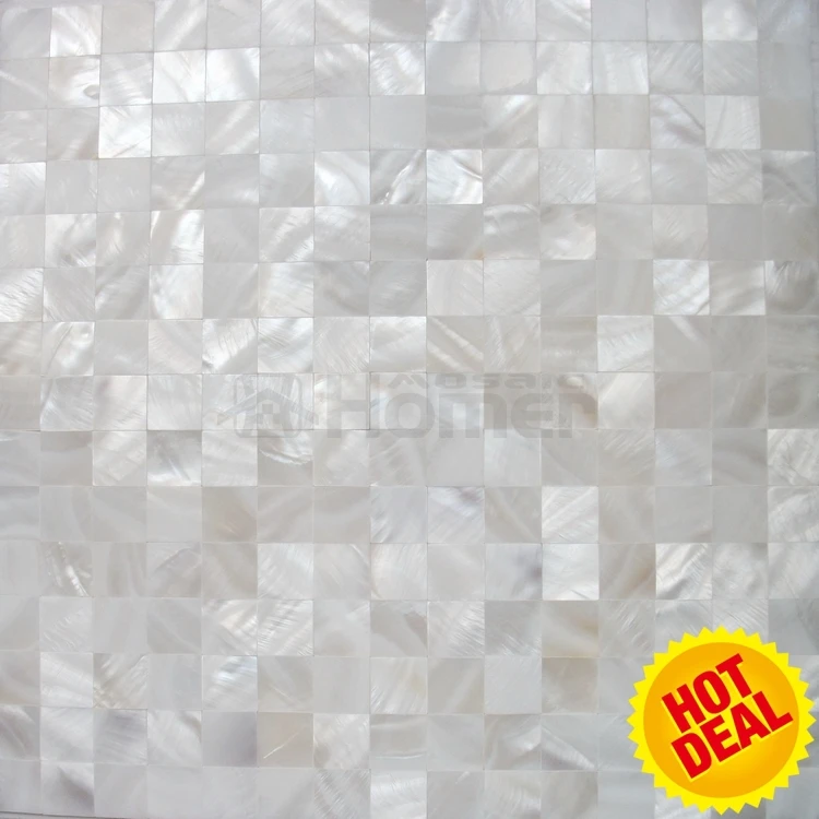 seamless groutless pure white mother of pearl mosaic mesh backing