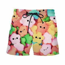 Симпатичные гелевые повседневные шорты со смайликом карамельного цвета Harajuku летние для серфинга шорты унисекс забавные уличные сетчатые дышащии эластичные для талии шорты