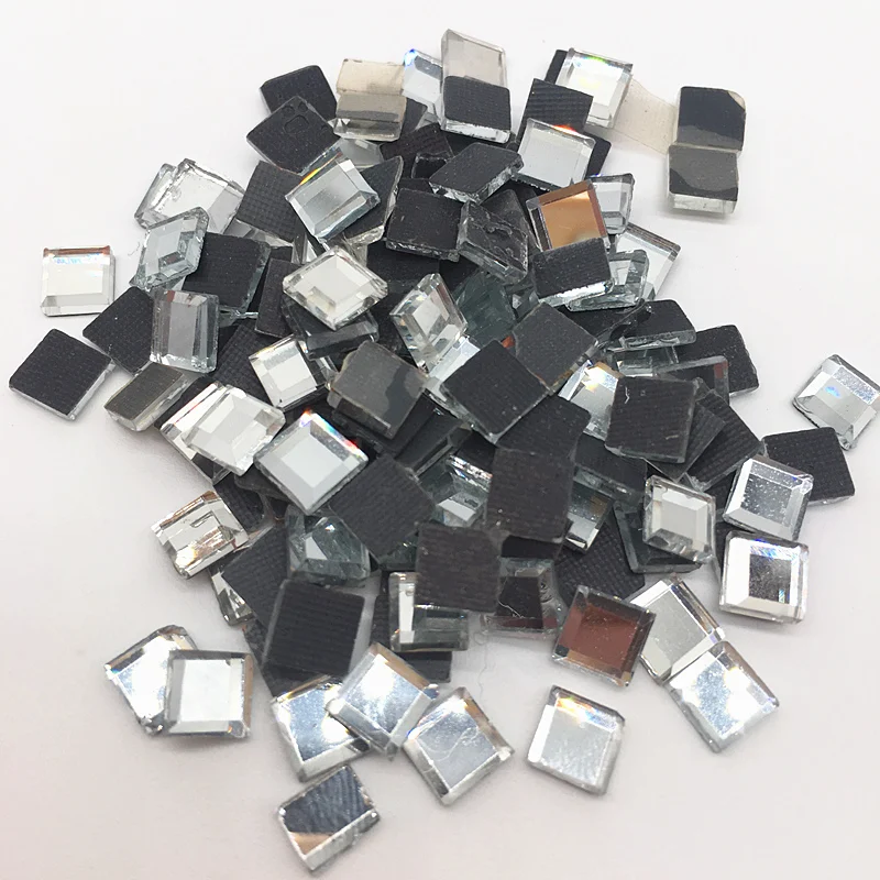 

100pcs/lot 6*6mm White Flat Top Square Iron On Hotfix Glass Crystal Rhinestones for Jewelry Making