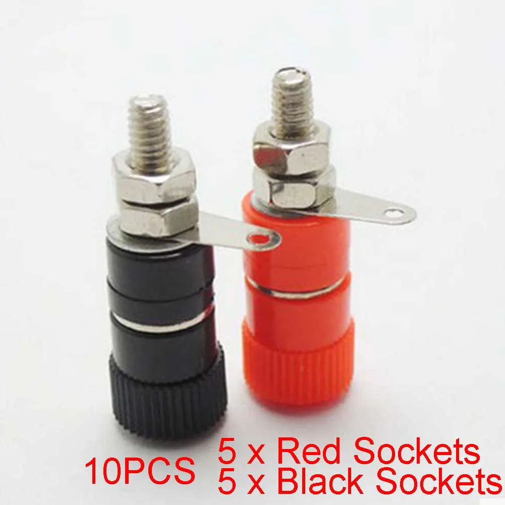 

5 Pairs Banana Plug Socket Connector Kits 4mm Jack Panel Terminal Red+Black Audio Speaker Connectors DIY Instrument Light Tools