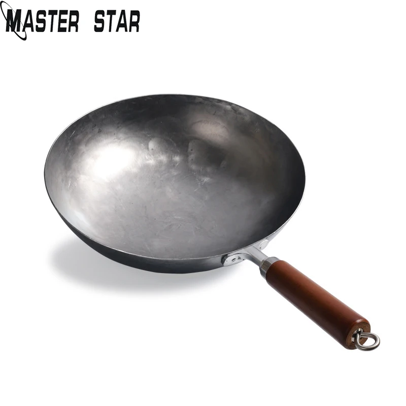 Традиционная старинная железная вок ручной работы Master Star 32/34 см неприлипающая