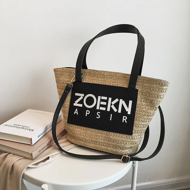 

Female Straw Beach Crossbody Tote Bags For Women 2019 Summer Wicker Designer Handbags Ladies Rattan Shoulder Messenger Bag Sac A