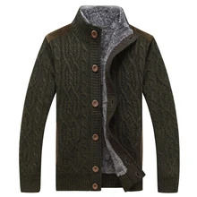 sweater Battlefield Jeep 2017 New warm thick velvet cardigan sweater men's winter jacket Men stand collar loose sweater