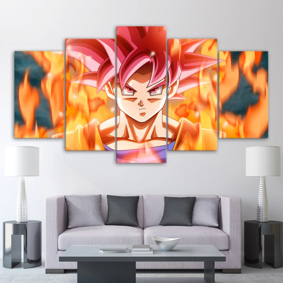 Goku Super Saiyan Dragon Ball 5 panel canvas Wall Art Home Decor Poster Print