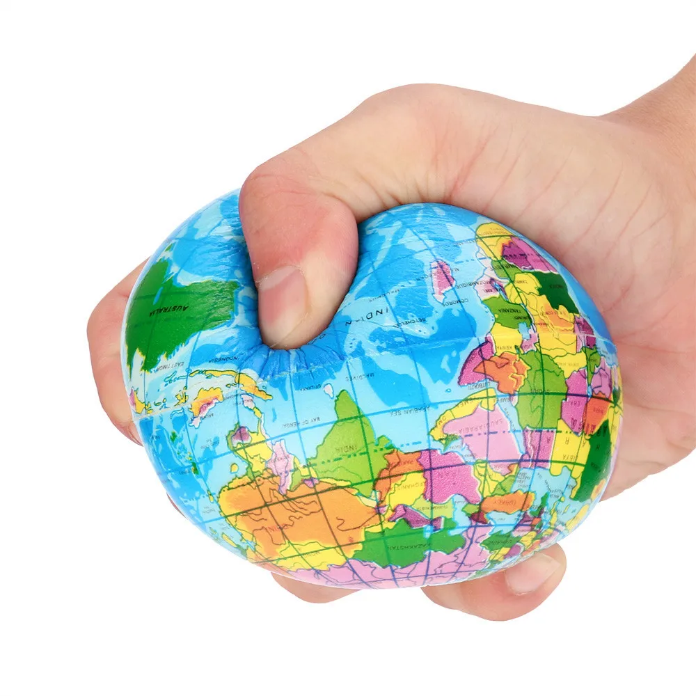 

2 Sizes Stress Relief World Map Foam Ball Atlas Globe Palm Ball Planet Earth Ball Squeeze Toy Anti-stress Toys For Children Gift